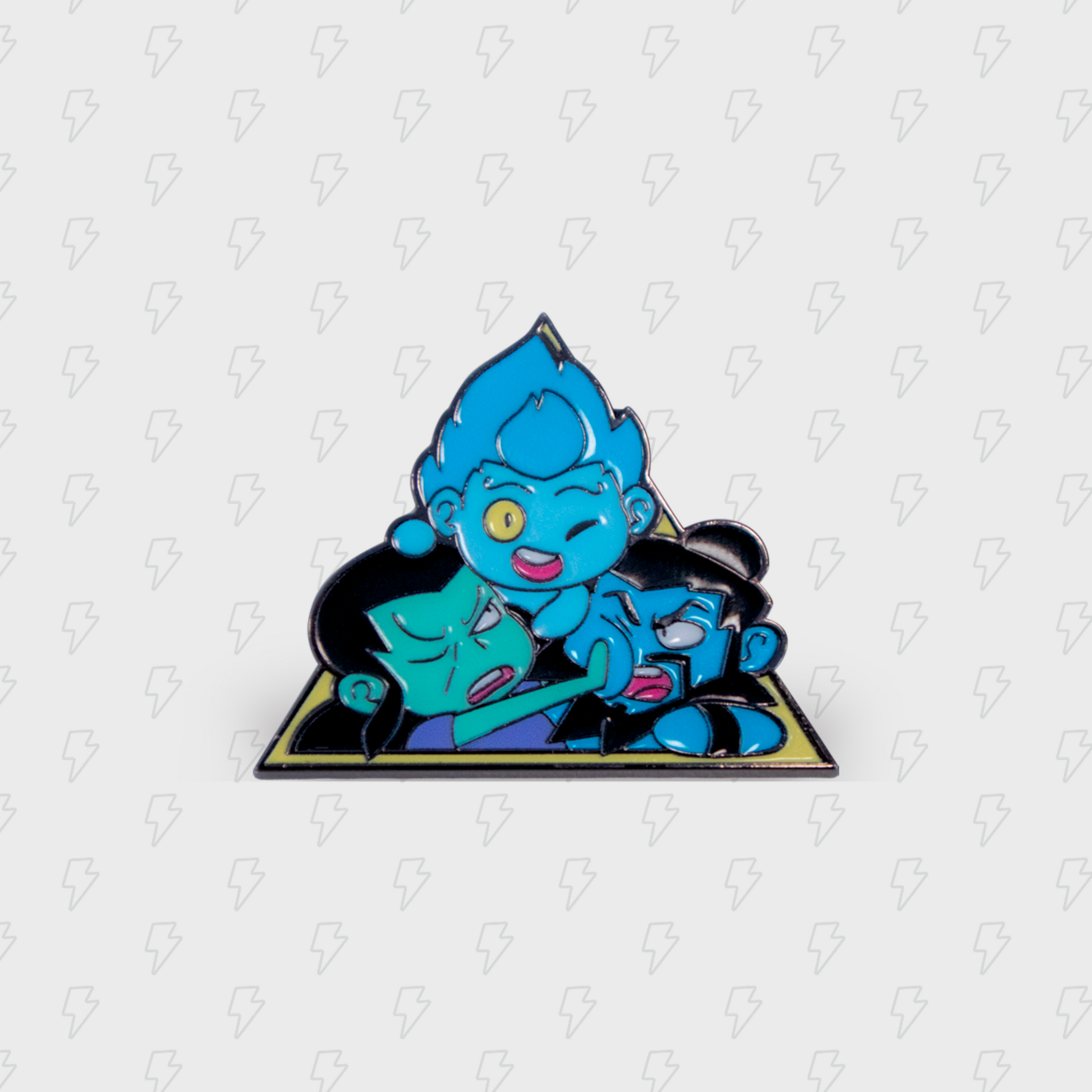 Pin metálico con Zeus, Hades y Poseidón, dioses griegos de Destripando la Historia.