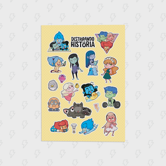 Hoja de pegatinas de los dioses griegos en versión chibi de Destripando la Historia